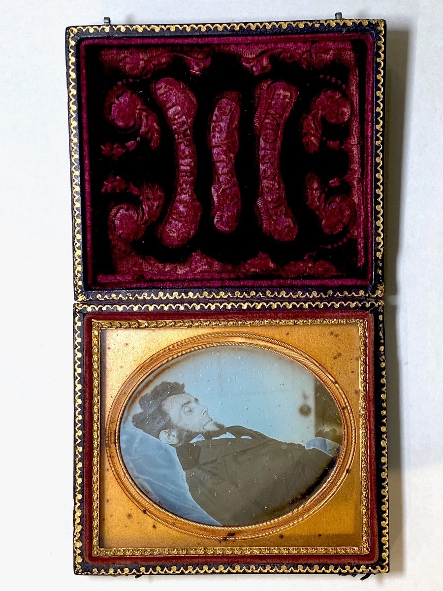 Daguerréotype Post-mortem Homme Au Collier De Barbe Par Moissenet C.1855-photo-3