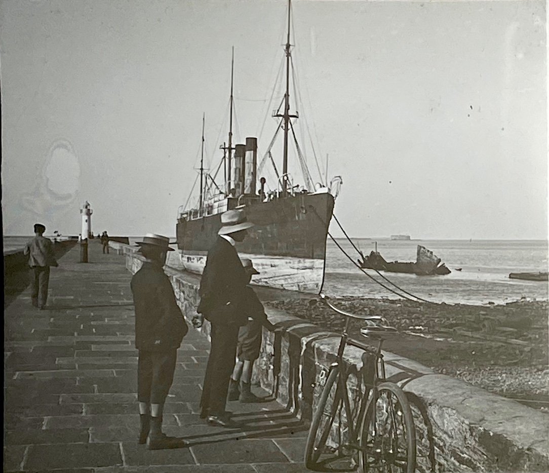 Glass Plate Stereoscopic View "la France Ocean Liner Being Demolished" C.1910-photo-2