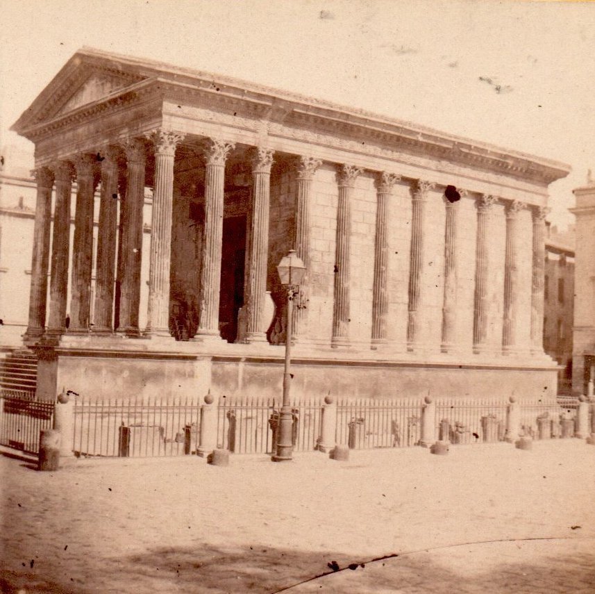 Felix Fescourt  La Maison Carrée De Nimes, Vue Stéréoscopique C.1870