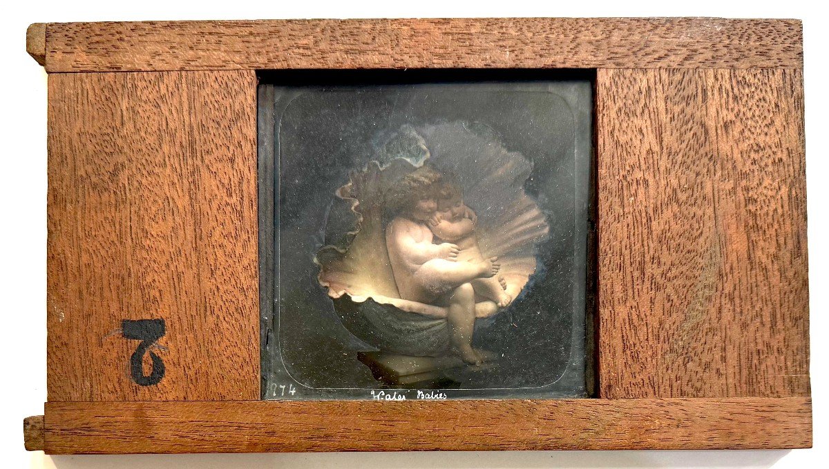 Cherubs "babies" Plaque For Magic Lantern - Glass Painting-photo-4