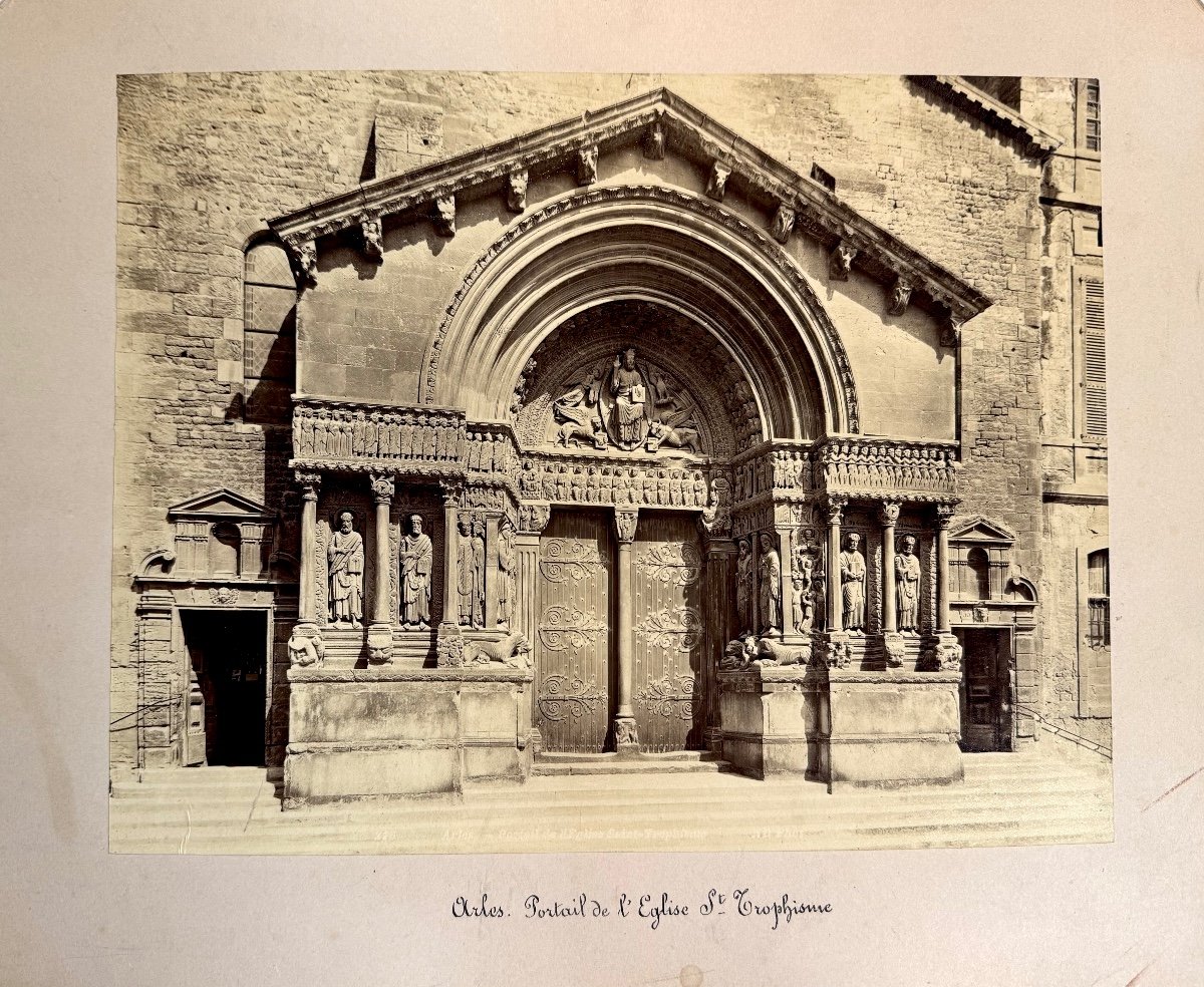 Portal Of Saint Trophime, Arles By The Neurdein Brothers Albumen Print C.1870-photo-2