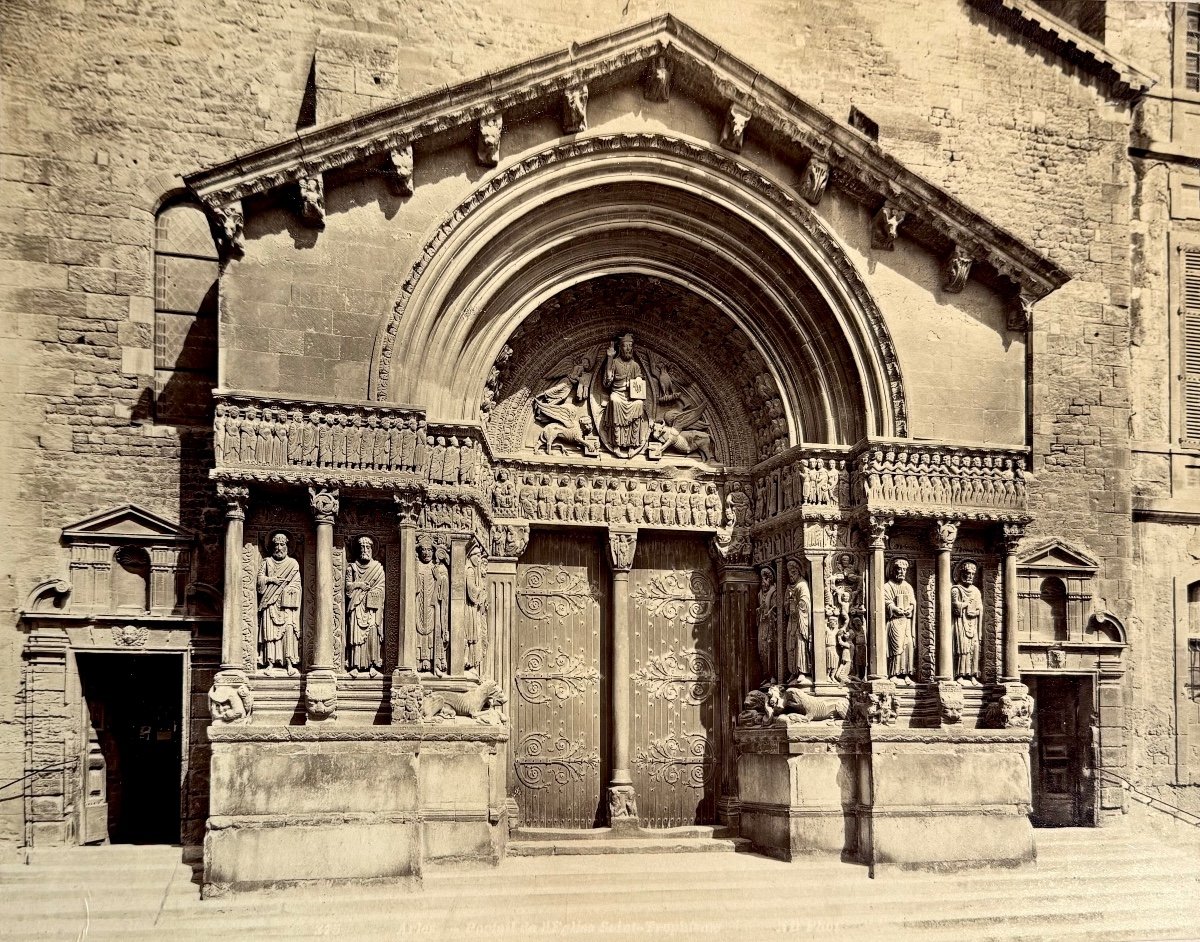 Portal Of Saint Trophime, Arles By The Neurdein Brothers Albumen Print C.1870