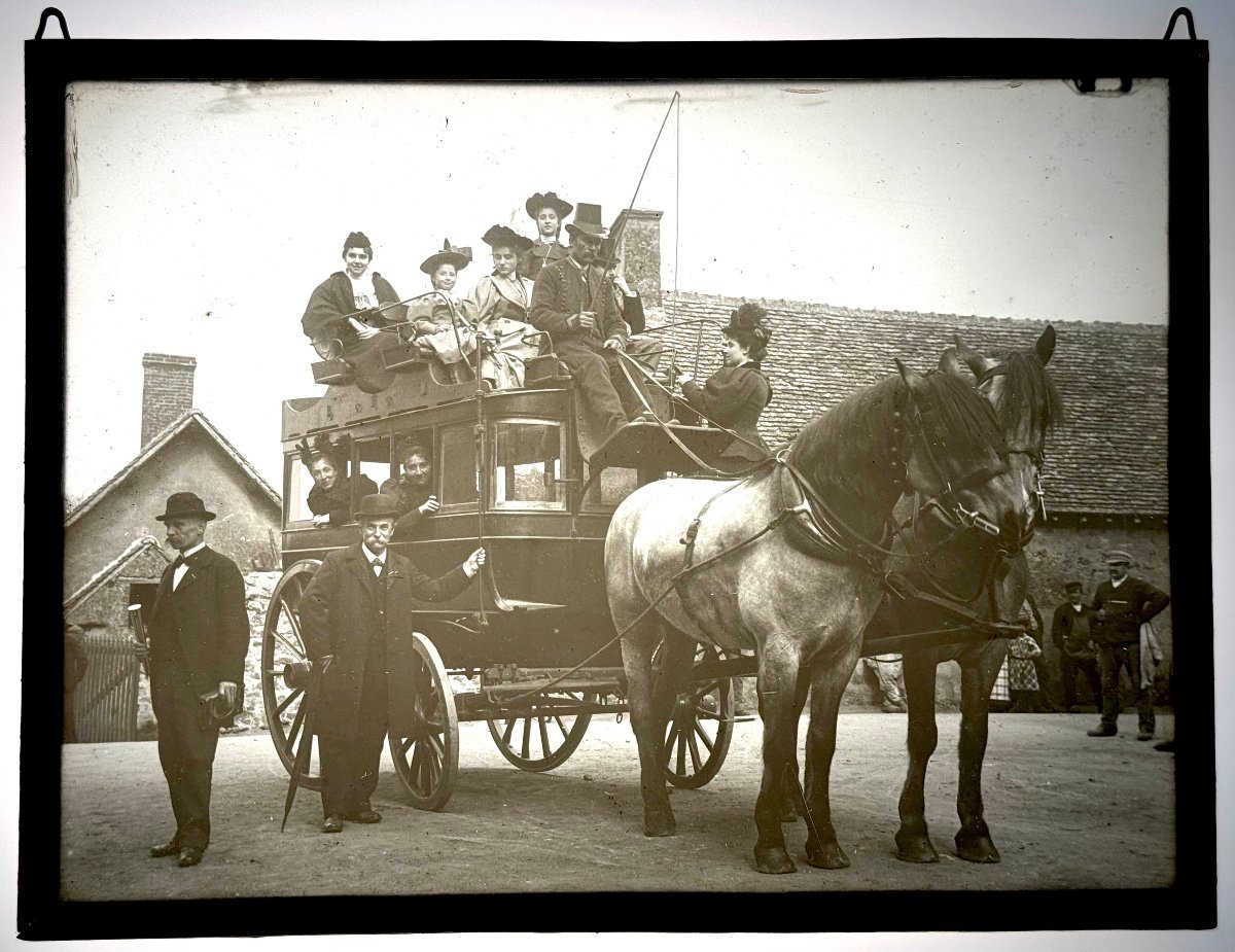 Glass Plate Photograph "the Omnibus" 18 X 24 Cm C 1880-photo-2