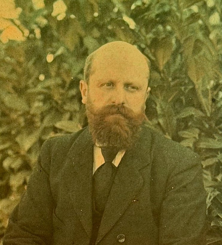 Autochrome "portrait Of A Man With Forget-me-nots" Circa 1920-photo-2