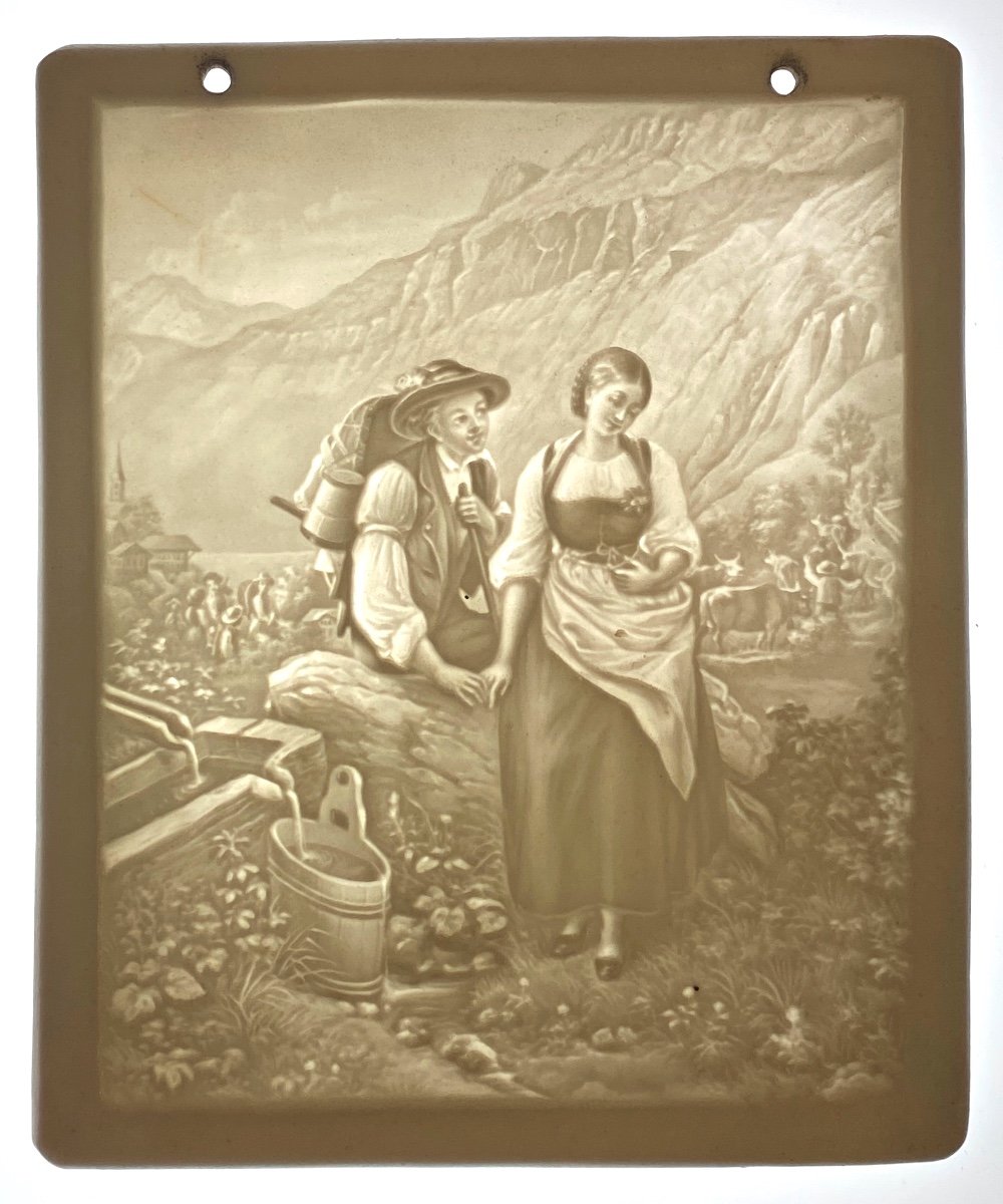 Lithophane "the Lovers" Circa 1850-photo-2