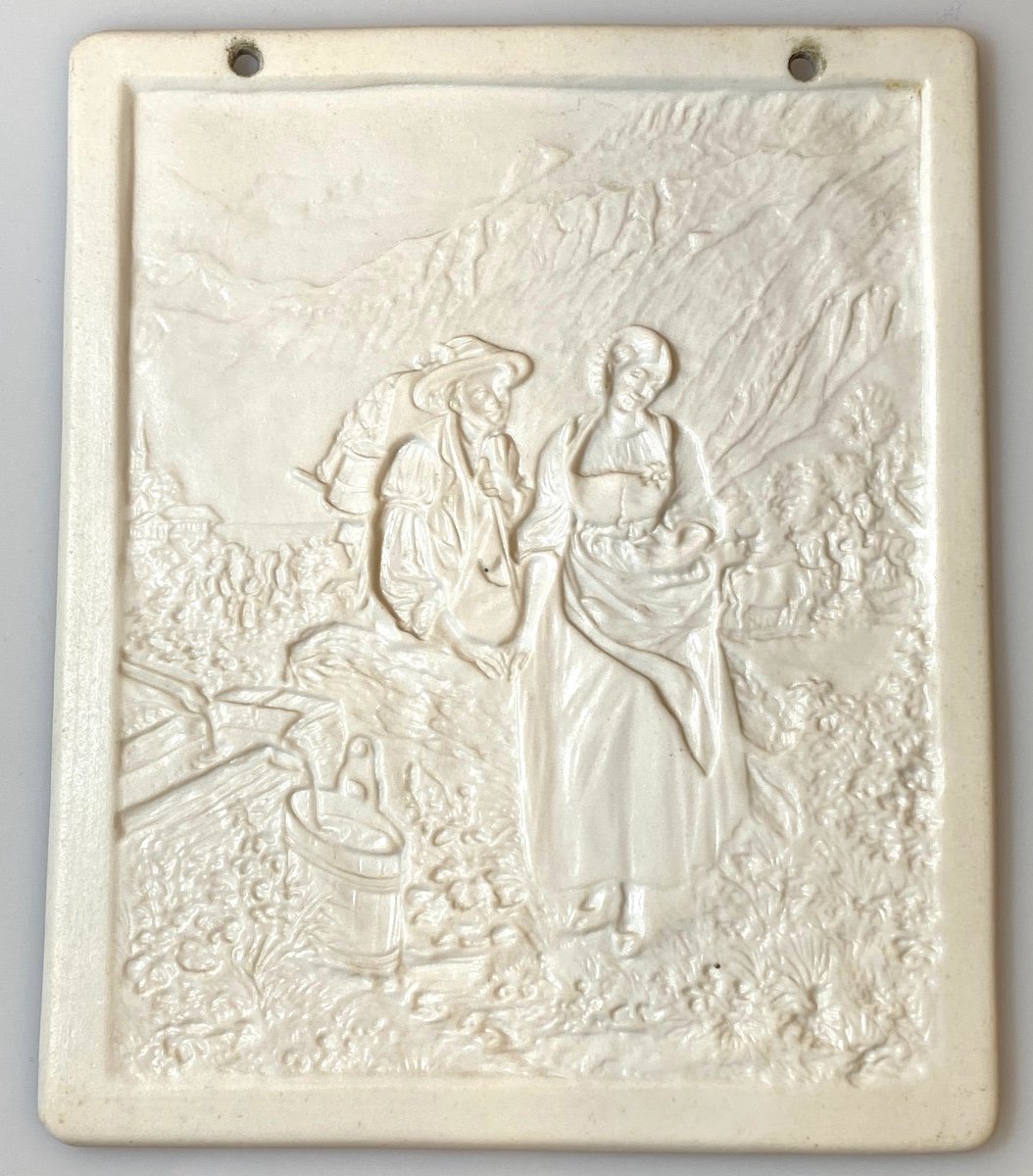 Lithophane "the Lovers" Circa 1850-photo-3