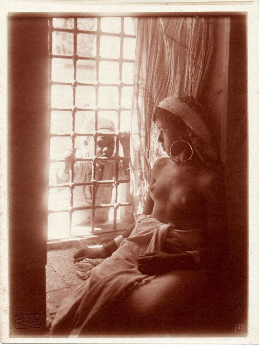 Tunisian Woman At The Window By Lenhert & Landrock Silver Print Circa 1905-photo-2