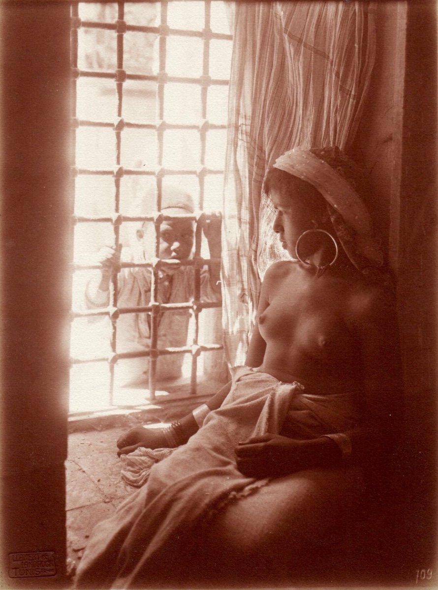 Tunisian Woman At The Window By Lenhert & Landrock Silver Print Circa 1905