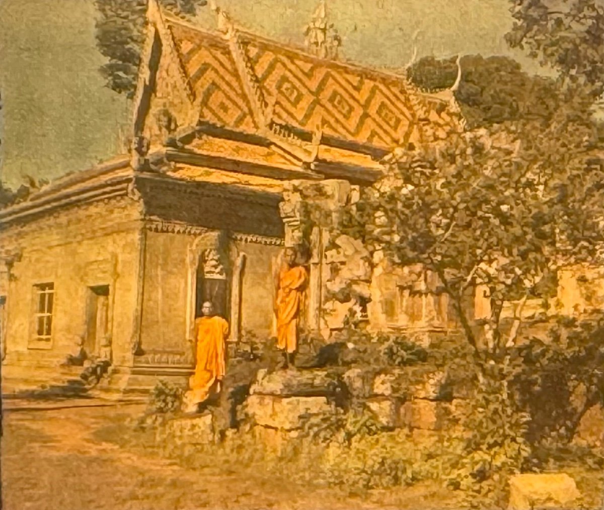 Autochrome Stereoscopic "the Pagoda, Cambodia" C.1933