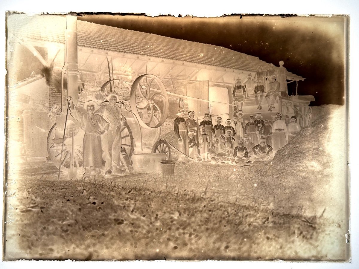 Varnished Wooden Box Containing 20 Glass Plates C. 1920-photo-5