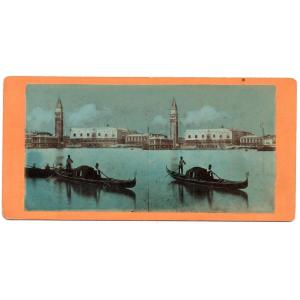 6 Vues Stéréoscopiques Aquarelées Venise C.1870