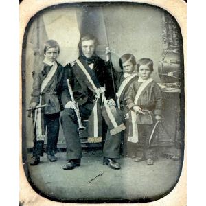 Ambrotype "family Of Musicians" Circa 1860