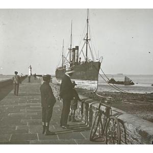 Glass Plate Stereoscopic View "la France Ocean Liner Being Demolished" C.1910