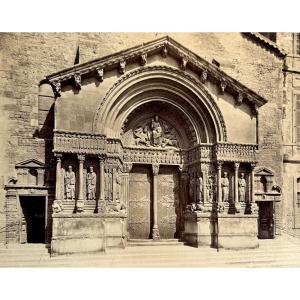 Portal Of Saint Trophime, Arles By The Neurdein Brothers Albumen Print C.1870