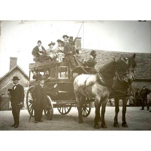 Glass Plate Photograph "the Omnibus" 18 X 24 Cm C 1880