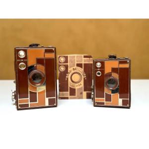 Two Beautiful Brownie 2 And 2a Art Deco Eastman Kodak Circa 1930