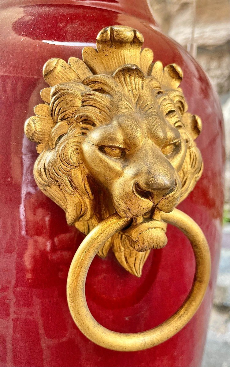 Grande Lampe en céramique à Têtes De Lions-photo-2