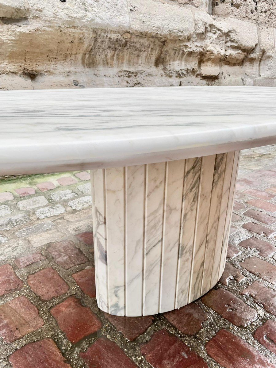 Oval Carrara Marble Table-photo-3