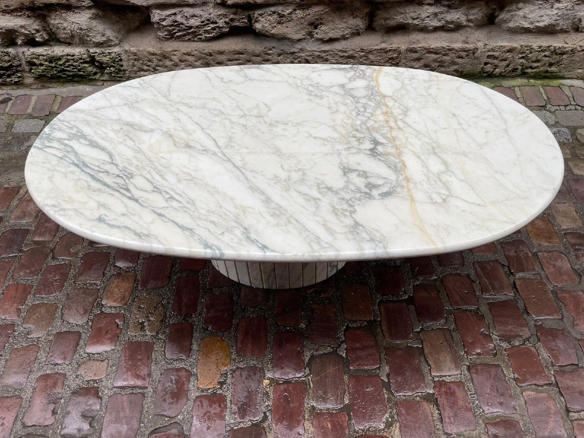 Oval Carrara Marble Table-photo-4