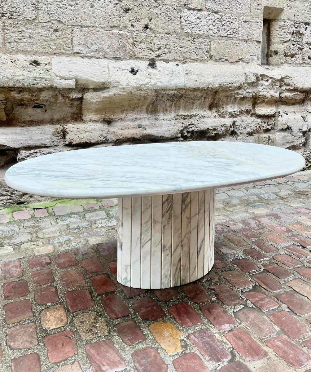 Oval Carrara Marble Table-photo-2