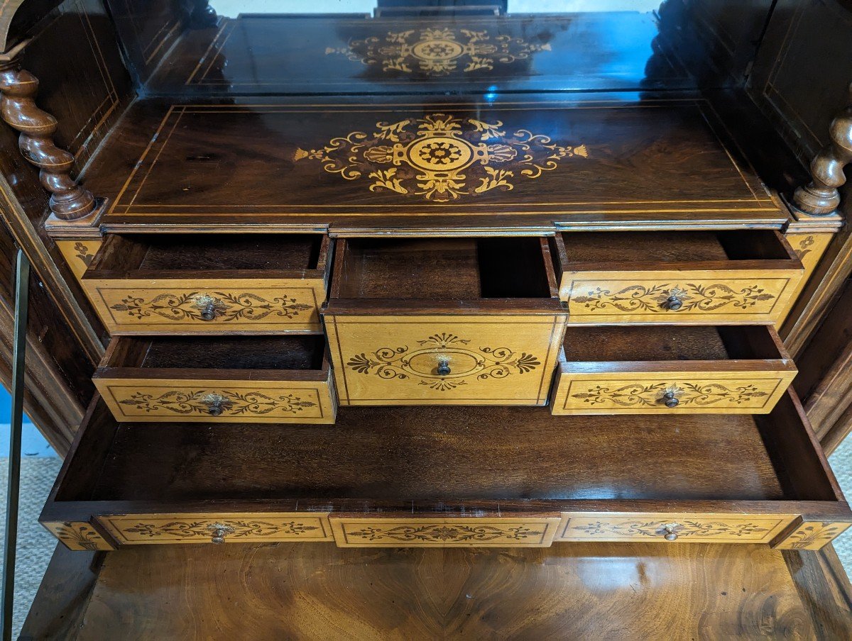 Charles X Period Secretary In Marquetry-photo-3