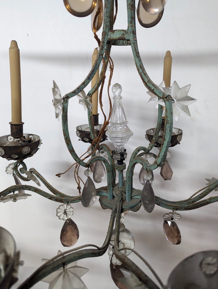 1940s Chandelier In Wrought Iron And Tassels-photo-2