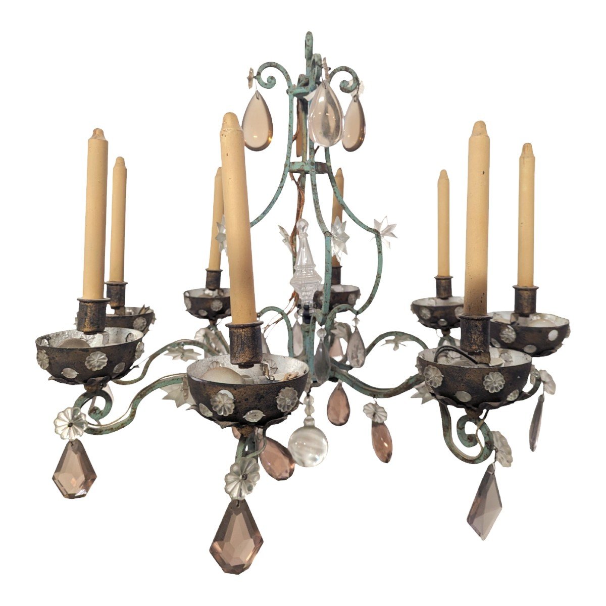 1940s Chandelier In Wrought Iron And Tassels