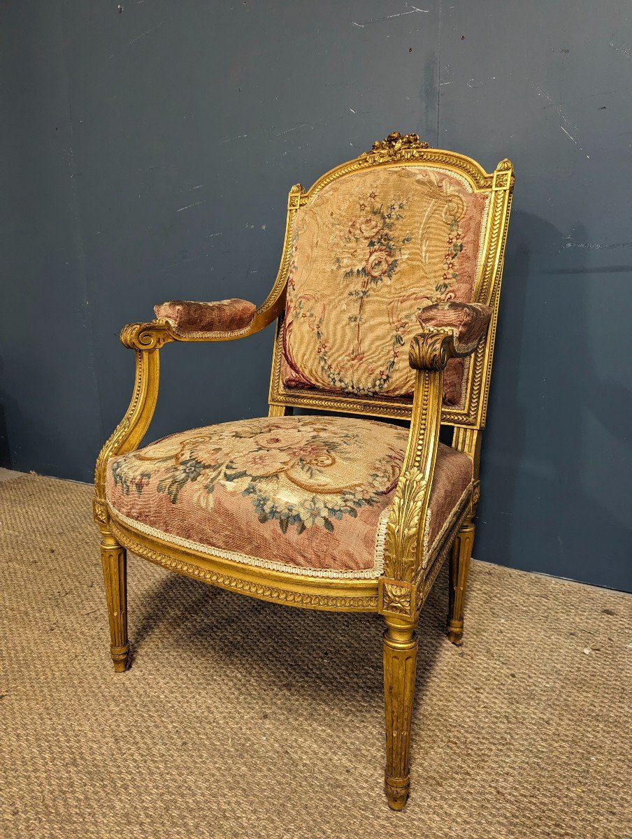 Salon De Style Louis XVI En Bois Doré époque Napoléon III-photo-4