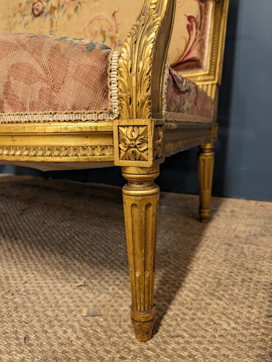 Salon De Style Louis XVI En Bois Doré époque Napoléon III-photo-1