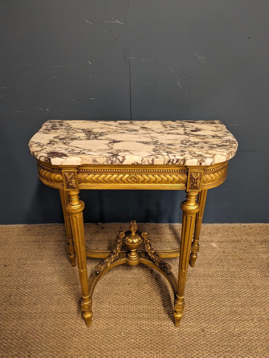 Louis XVI Style Console In Golden Wood Napoleon III Period-photo-3