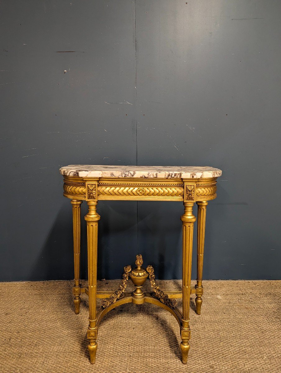 Louis XVI Style Console In Golden Wood Napoleon III Period-photo-1