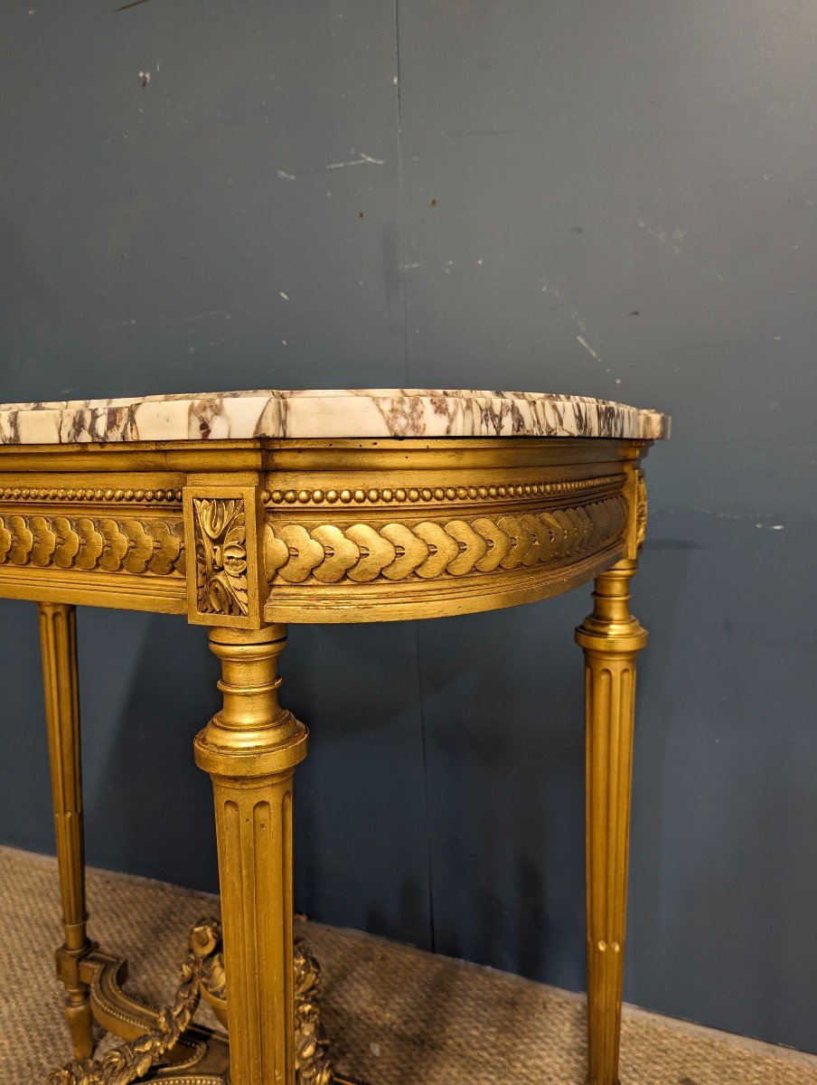 Louis XVI Style Console In Golden Wood Napoleon III Period-photo-2