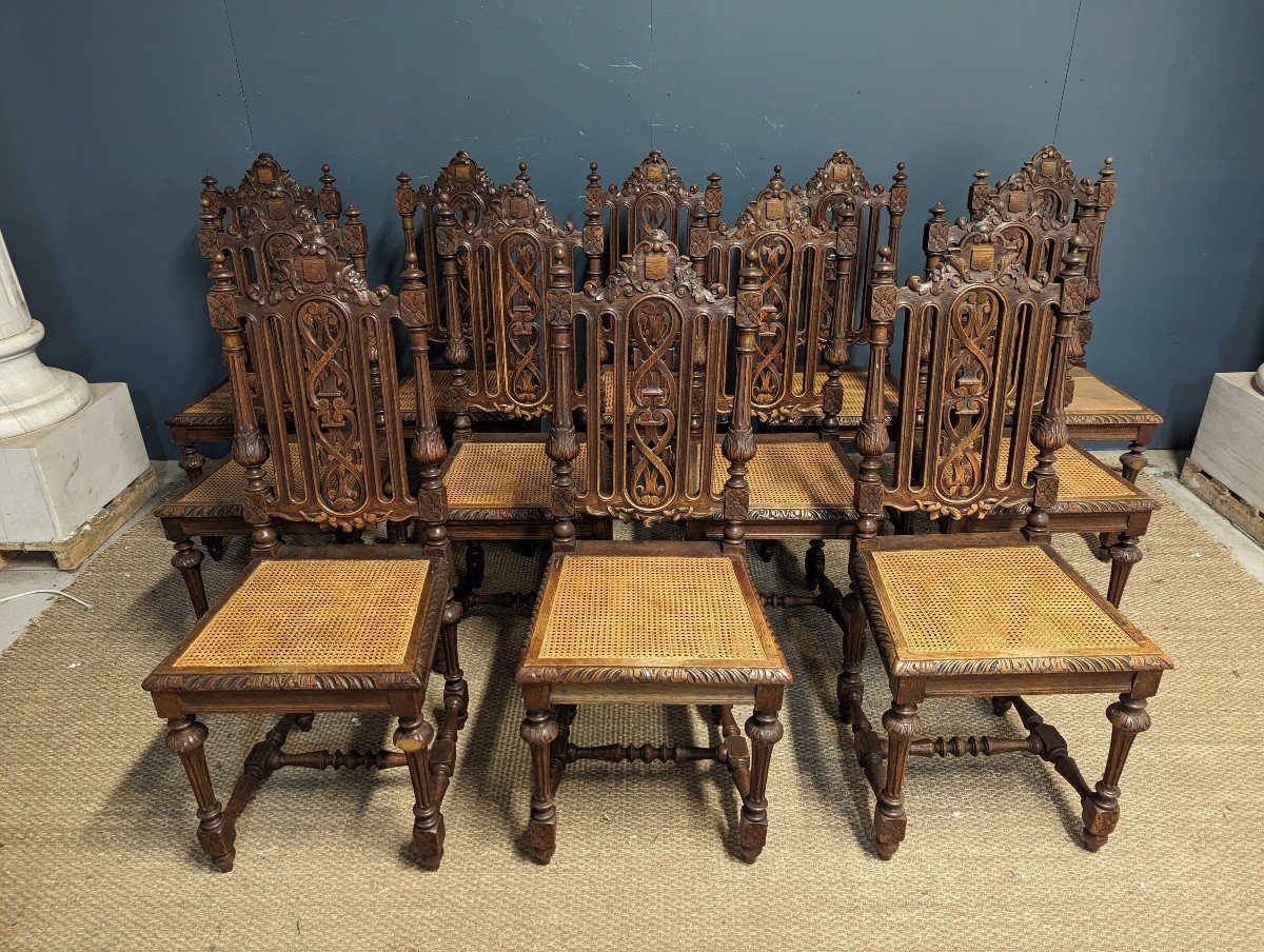 Series Of 12 Henri II Style Chairs-photo-2