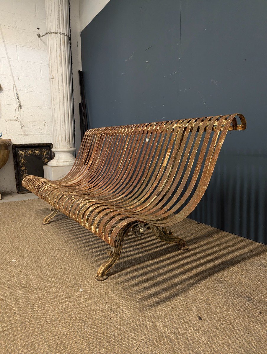 Castle Park Bench In Riveted And Cast Iron-photo-2