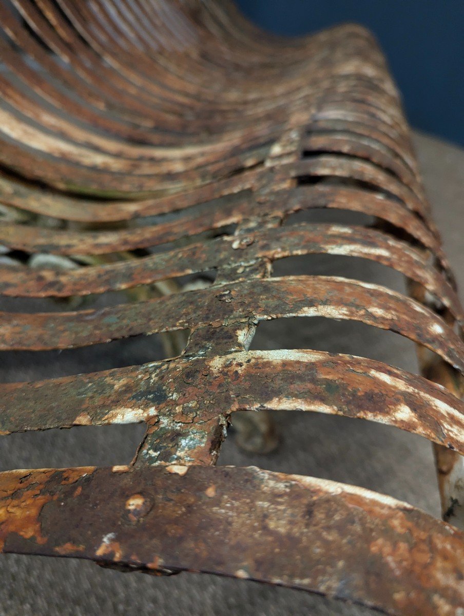 Castle Park Bench In Riveted And Cast Iron-photo-2