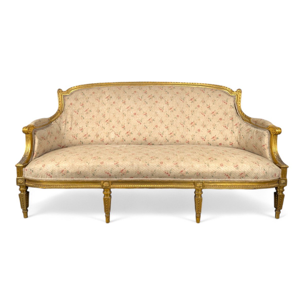 Banquette De Style Louis XVI En Bois Doré Fin XIXe