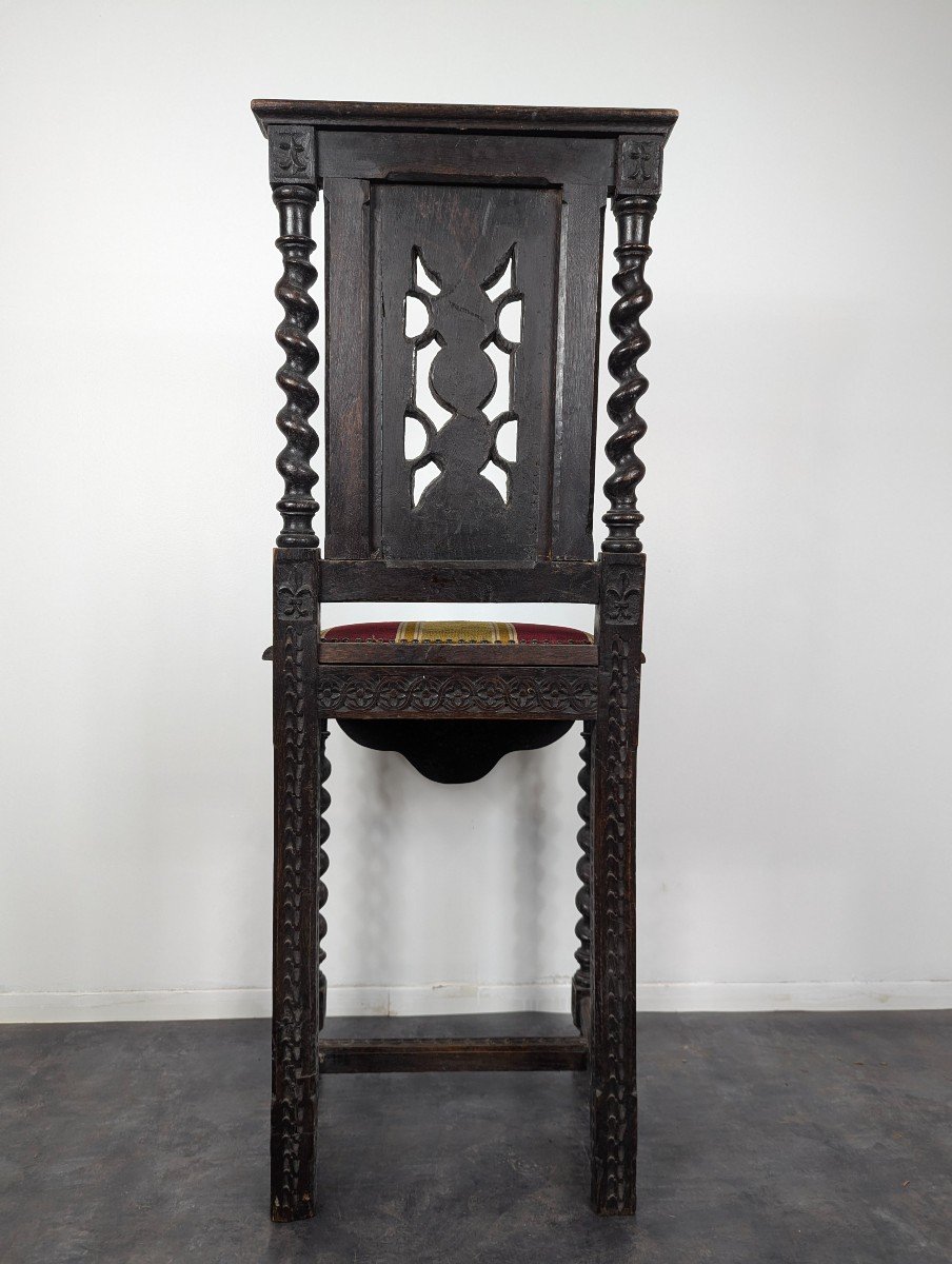 Louis XIII Style High Chair In Oak-photo-1