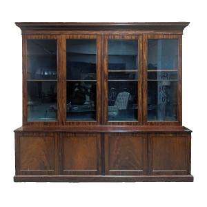 Large English Style Cuban Mahogany Bookcase