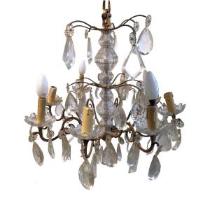Cage Chandelier With Tassel And Crystal Shaft