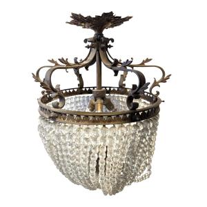 Bronze Chandelier With Falling Beads, 1900 Period