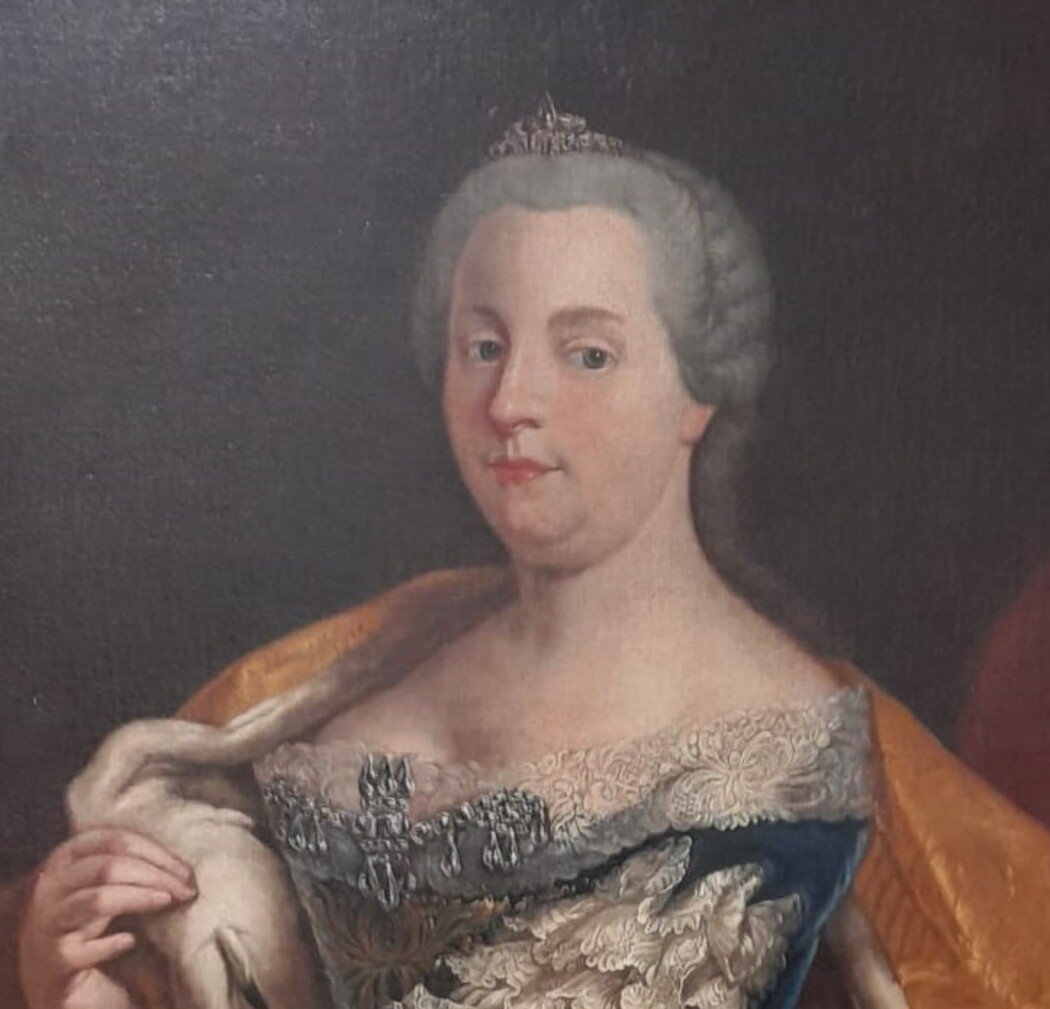 Ancien Portrait De Maria Teresa d'Autriche De 1700-photo-3