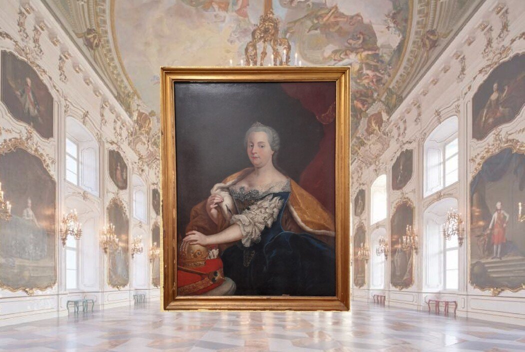 Ancien Portrait De Maria Teresa d'Autriche De 1700