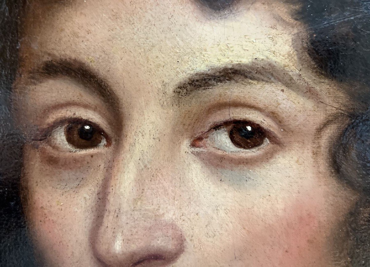 Ancien Portrait d'Une Française De 1700-photo-2