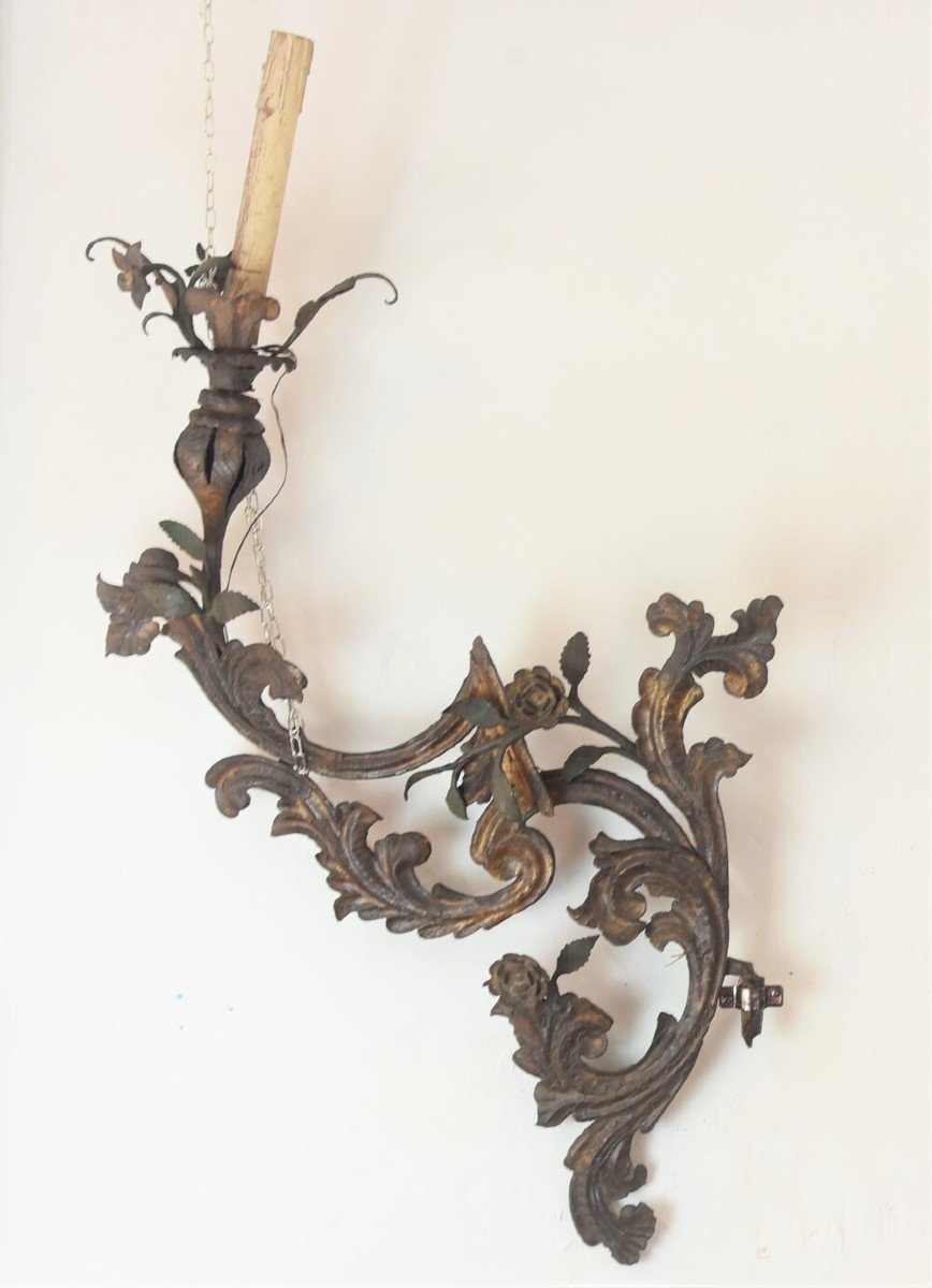 Ancienne Paire d'Appliques En Fer De 1500-photo-2