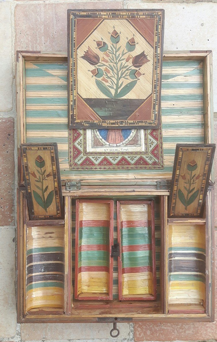 Box In Straw Marquetry Late 18th Century-photo-3