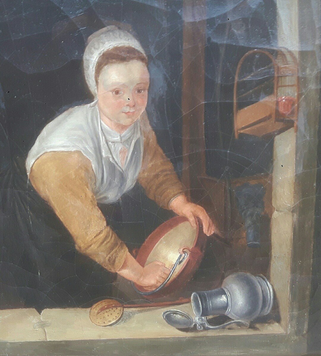 19th Century Dutch School Painting - The Tin Scrubber - Anonymous-photo-3