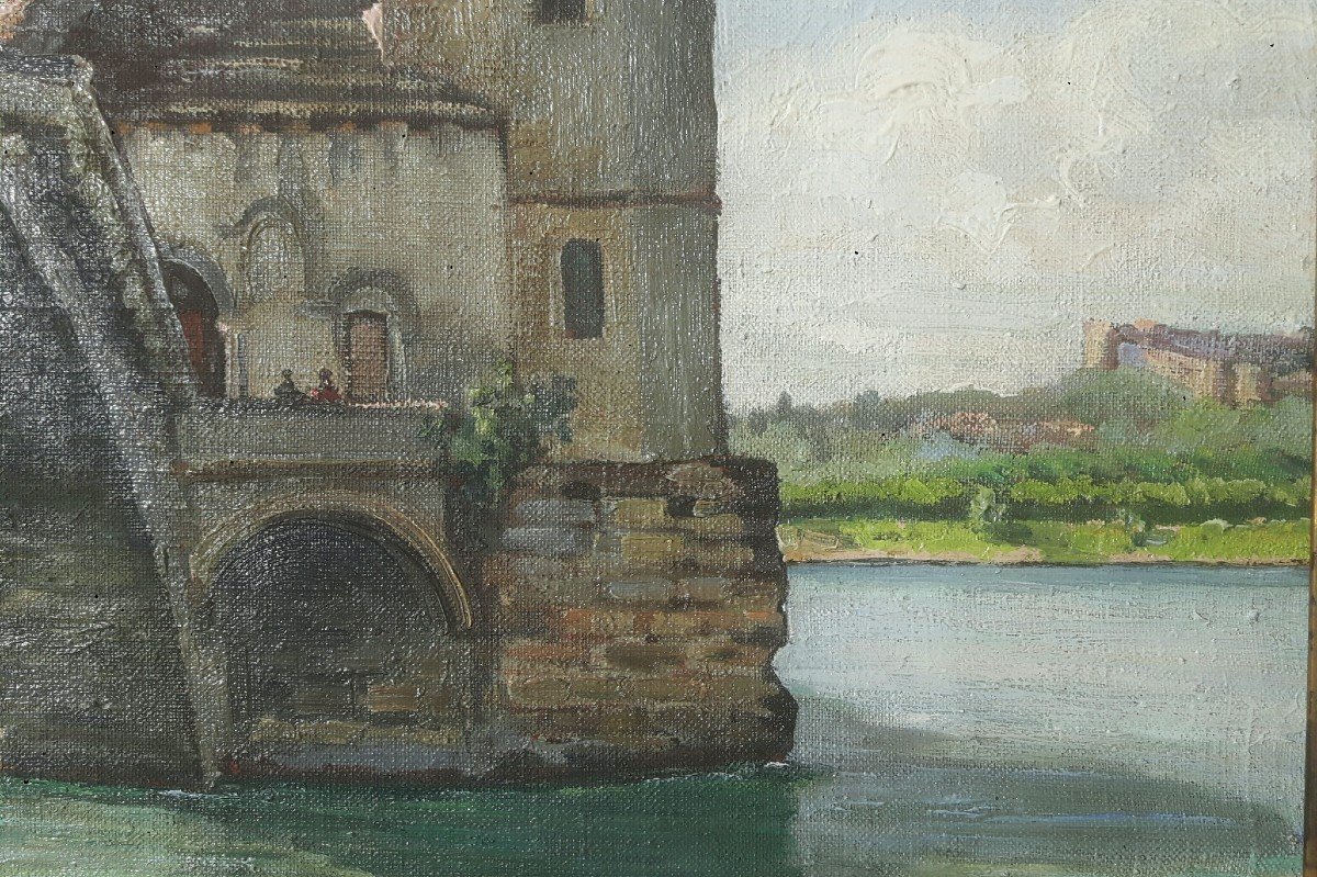 Tableau - Paysage Avignon - Vue Du Pont St Bénézet - Marcel Emile Fabre 1918-photo-2