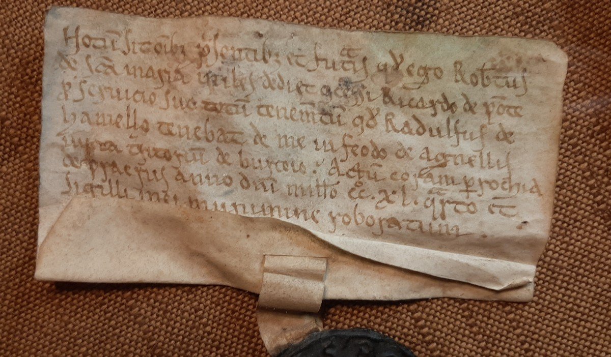 Rare Seal With Its Parchment On Vellum From The 13th Century-photo-3