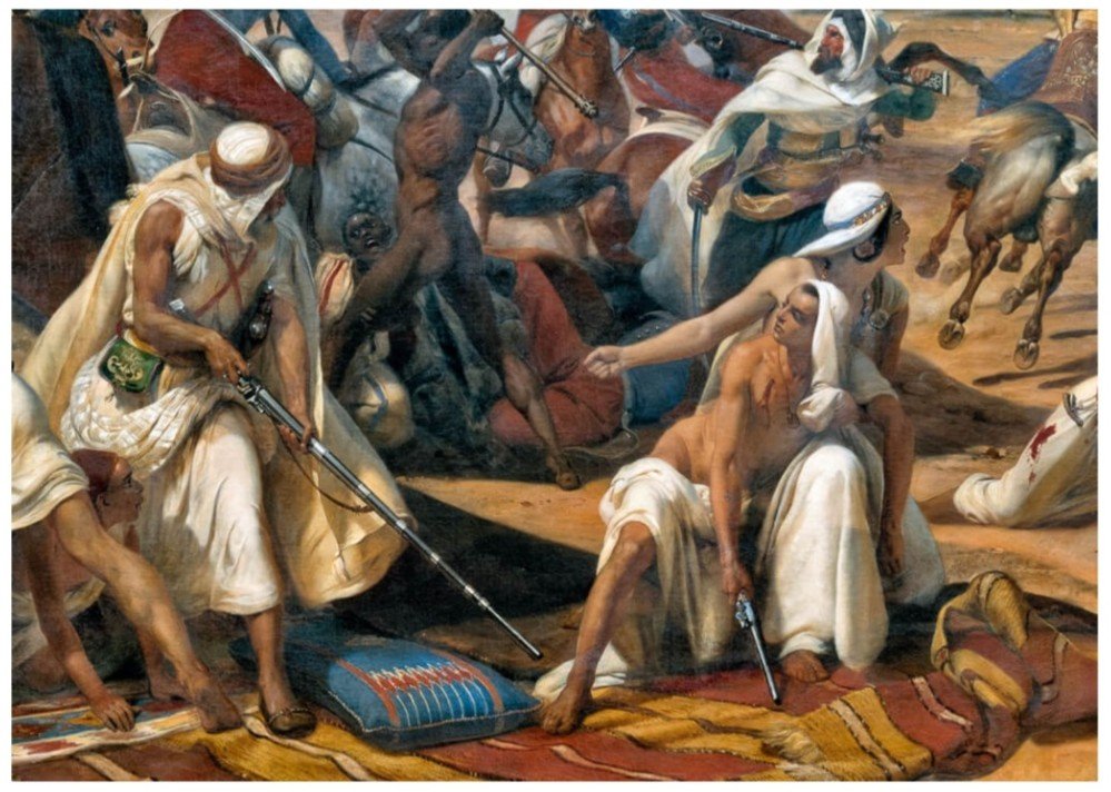 Dessin Orientaliste Au Fusain/pastel - Guerriers Berbères d'Après Horace Vernet - Signé Et Daté-photo-4