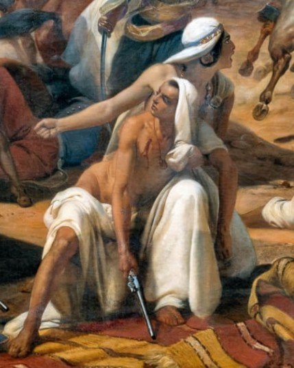 Dessin Orientaliste Au Fusain/pastel - Guerriers Berbères d'Après Horace Vernet - Signé Et Daté-photo-1